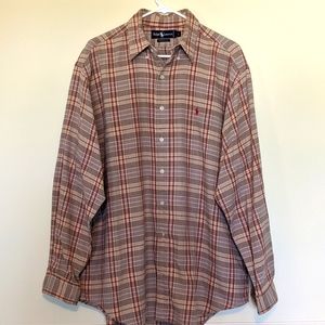 Ralph Lauren Plaid 100% Cotton Button Up Shirt